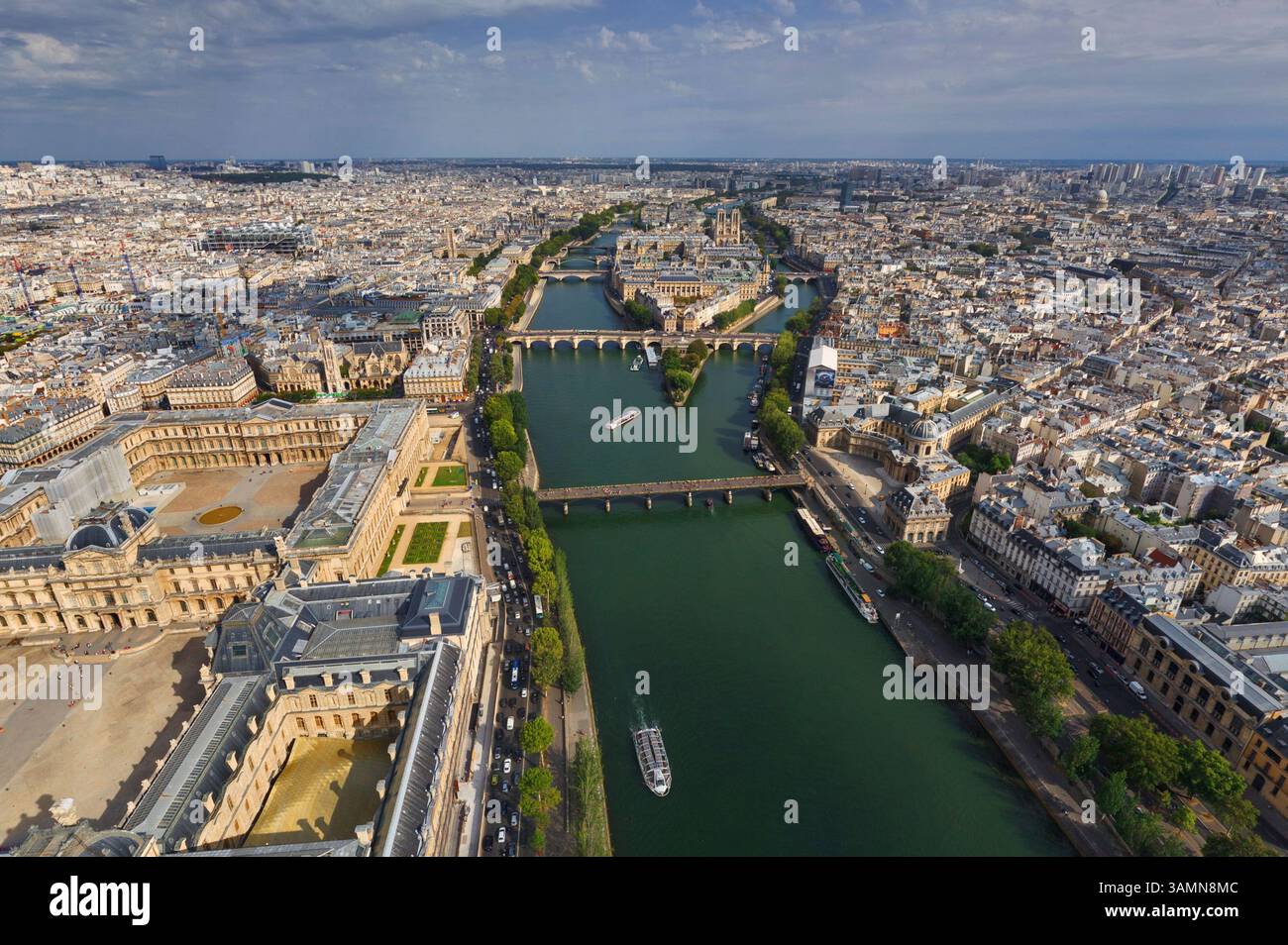 Vista aerea panoramica dell'isola sulla Senna a Parigi, Francia. Foto Stock