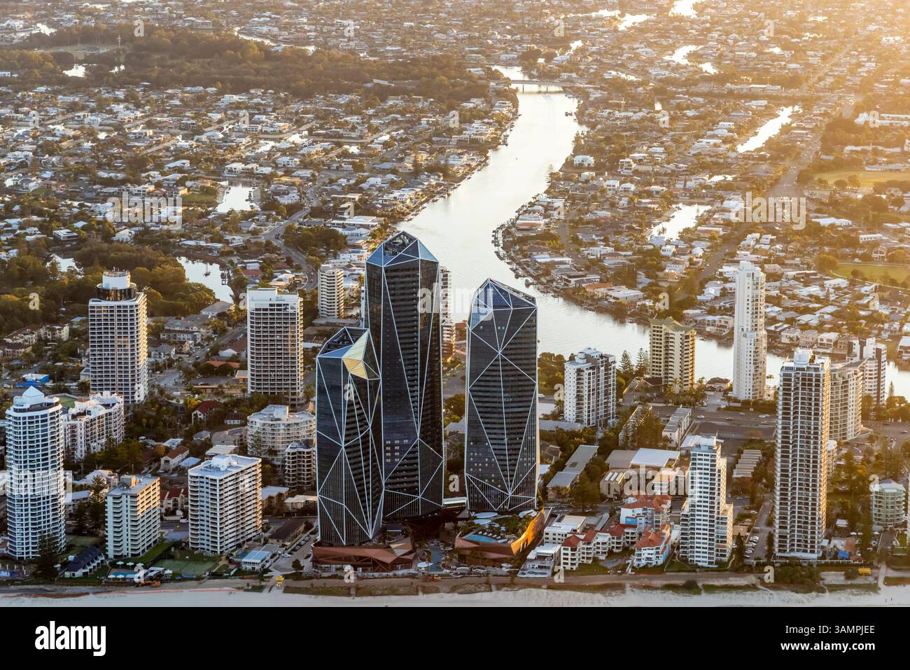 Vista aerea dell'edificio Jewel a Surfers Paradise, Queensland, Australia. Foto Stock