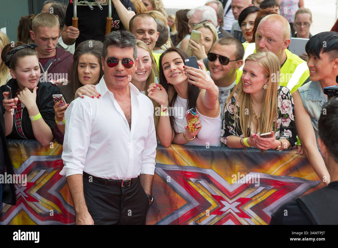 Arriva per XFactor 2014 all'Emirates Old Trafford Manchester, Regno Unito Foto Stock