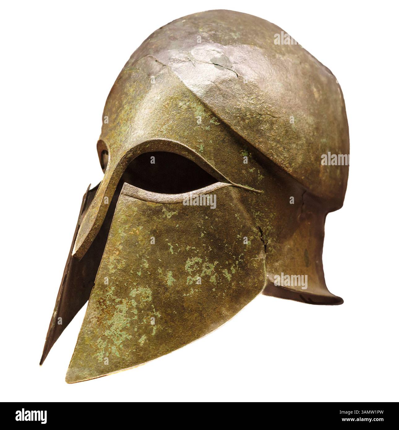 Elmetto in bronzo di tipo corinzio tardo vi secolo a.C. Foto Stock