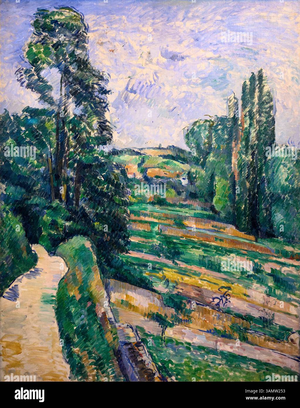 PAUL CEZANNE, la campagne D'Auvers-sur-OIS (campagna di Auvers-sur-Oise, 1881/82, olio su tela. Nella Fondazione Basil & Elise Goulandris, Athen Foto Stock