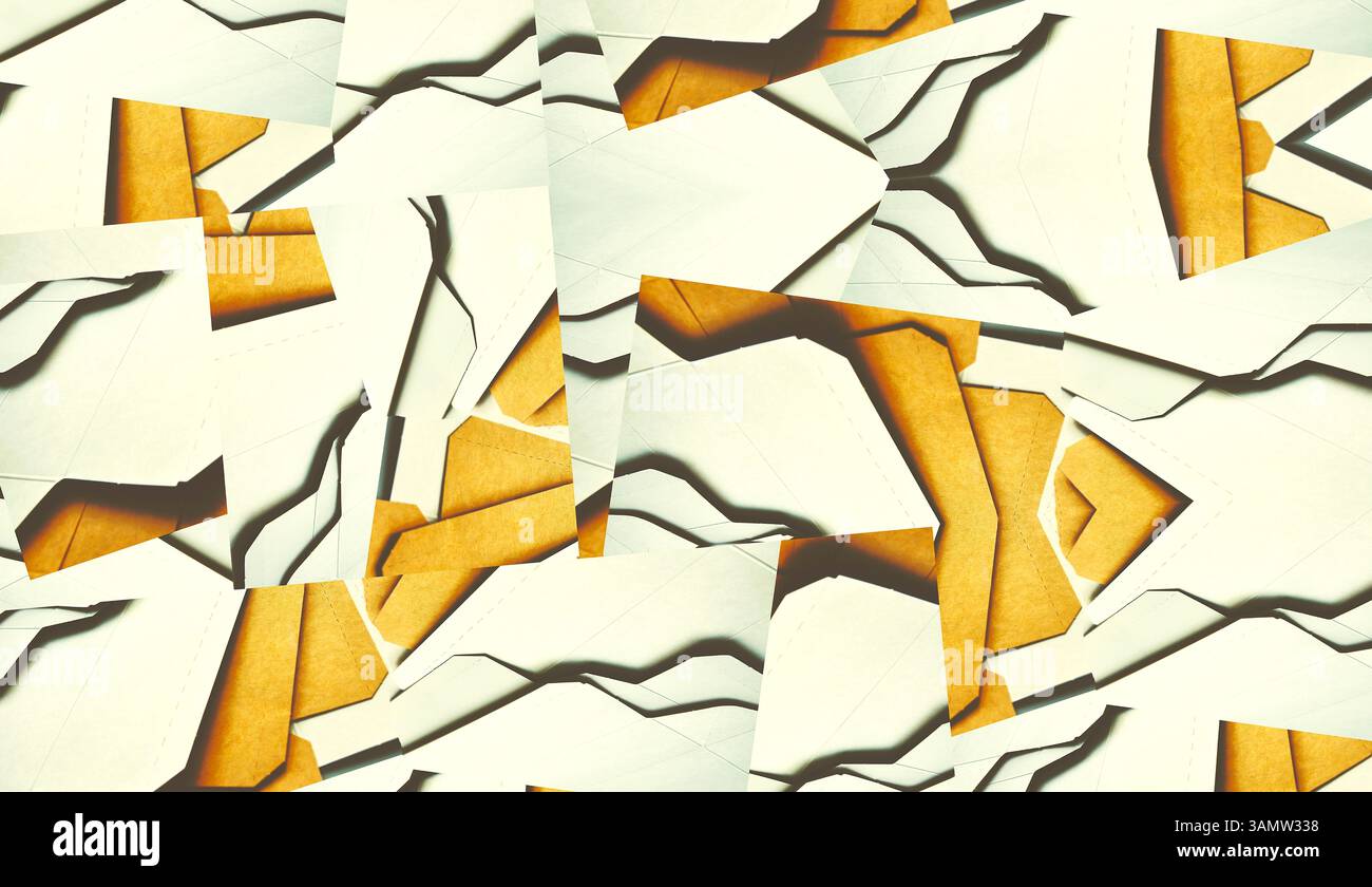 Sfondo a campitura, astratto. Strati testurizzati di scatole di cartone aperte. Coperchio della carta. Manipolazione delle immagini. Packaging sostenibile, stampa in tessuto, mod Foto Stock