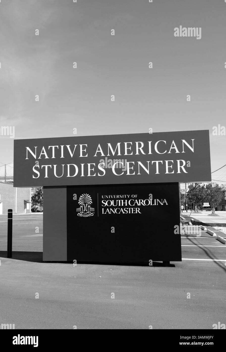 Il Centro studi Indiano americano firma a Lancaster, South Carolina, Stati Uniti. Foto Stock