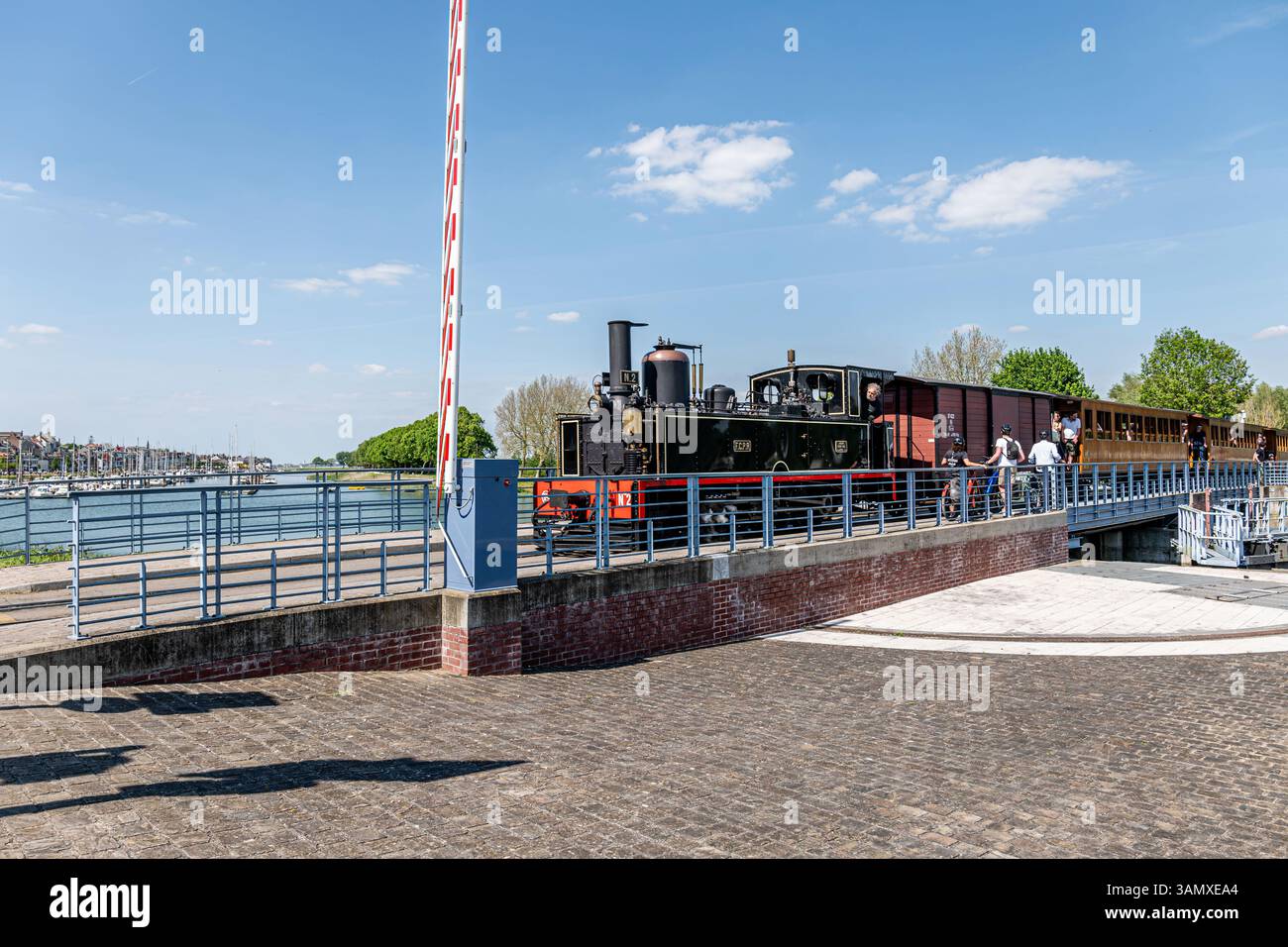 Saint-Valery-sur-somme, parco naturale regionale della baia della somme (Francia settentrionale): Treno a vapore, treno turistico dal Chemin de Fer de la Baie de Somm Foto Stock