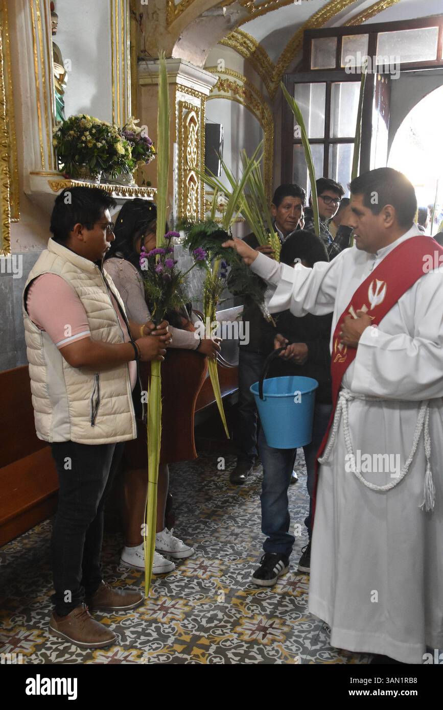 Processione della domenica delle Palme a Huejotzingo, Puebla, Messico. Foto Stock