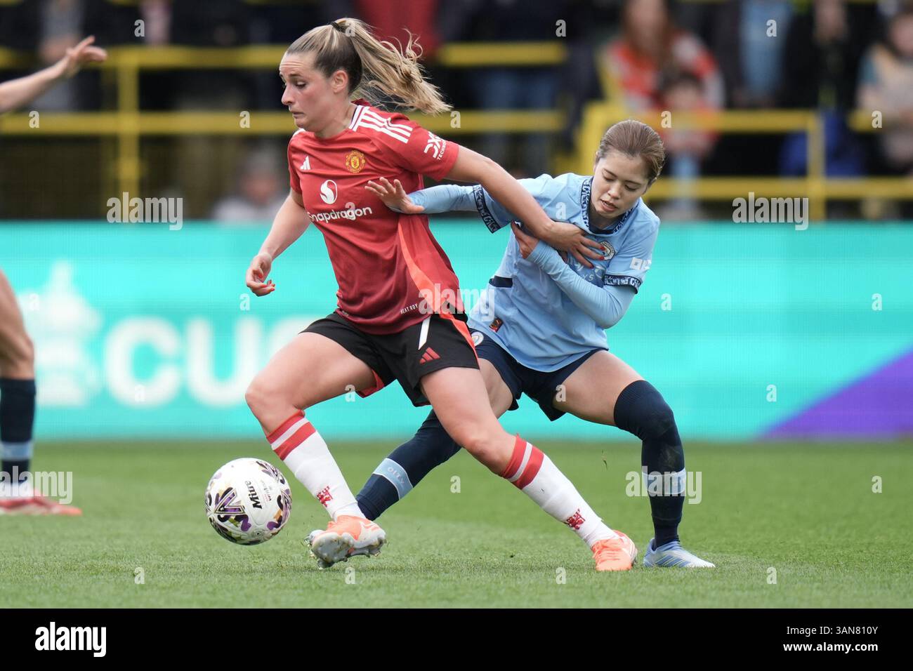 Manchester City Women contro Manchester United Women. Fa Cup femminile. 13 aprile 2025 Joie Stadium MANCHESTER INGHILTERRA - 13 aprile Ella Toone di Manchester Utd durante la semifinale di Adobe Women's fa Cup tra Manchester City e Manchester United al Joie Stadium il 13 aprile 2025 a Manchester, Inghilterra Foto Stock