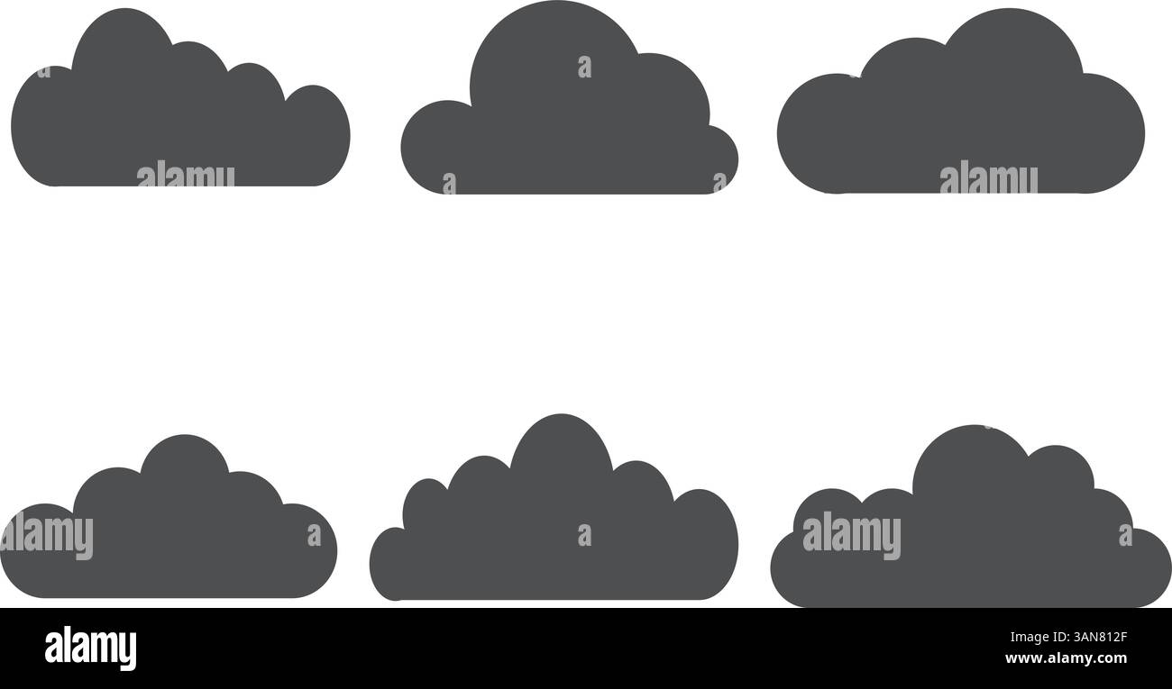"Grey Cloud Vector impostato su sfondo bianco per design eleganti Illustrazione Vettoriale