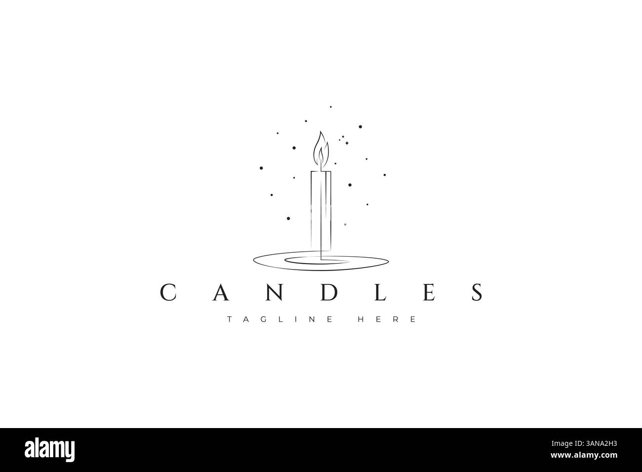 Logo Candle Light relax romantico Meditazione spirituale minimalista e decorativo concetto monocromatico Illustrazione Vettoriale