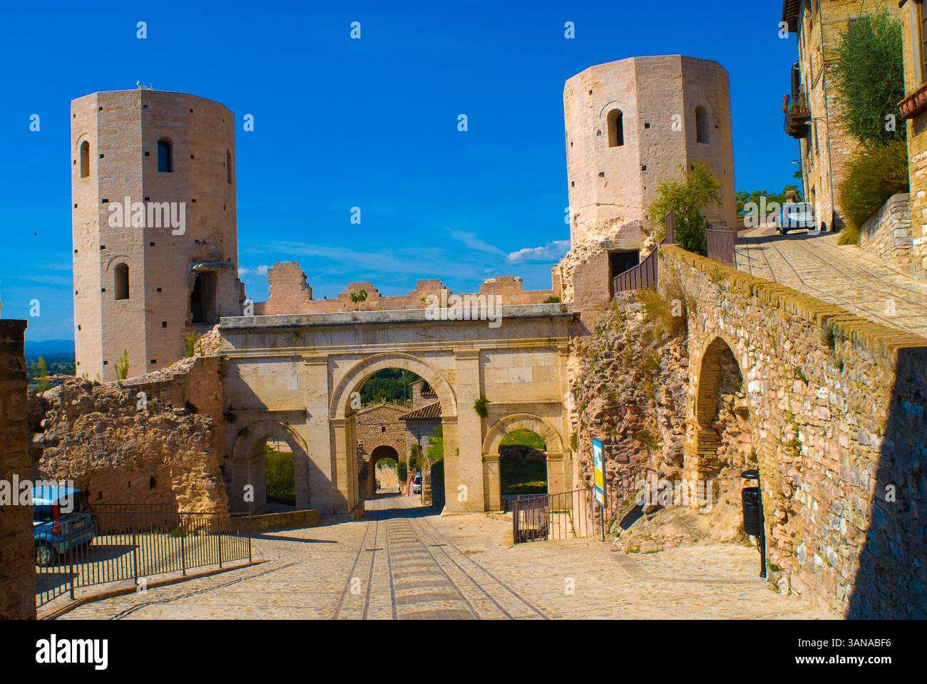 Spello in centro Foto Stock