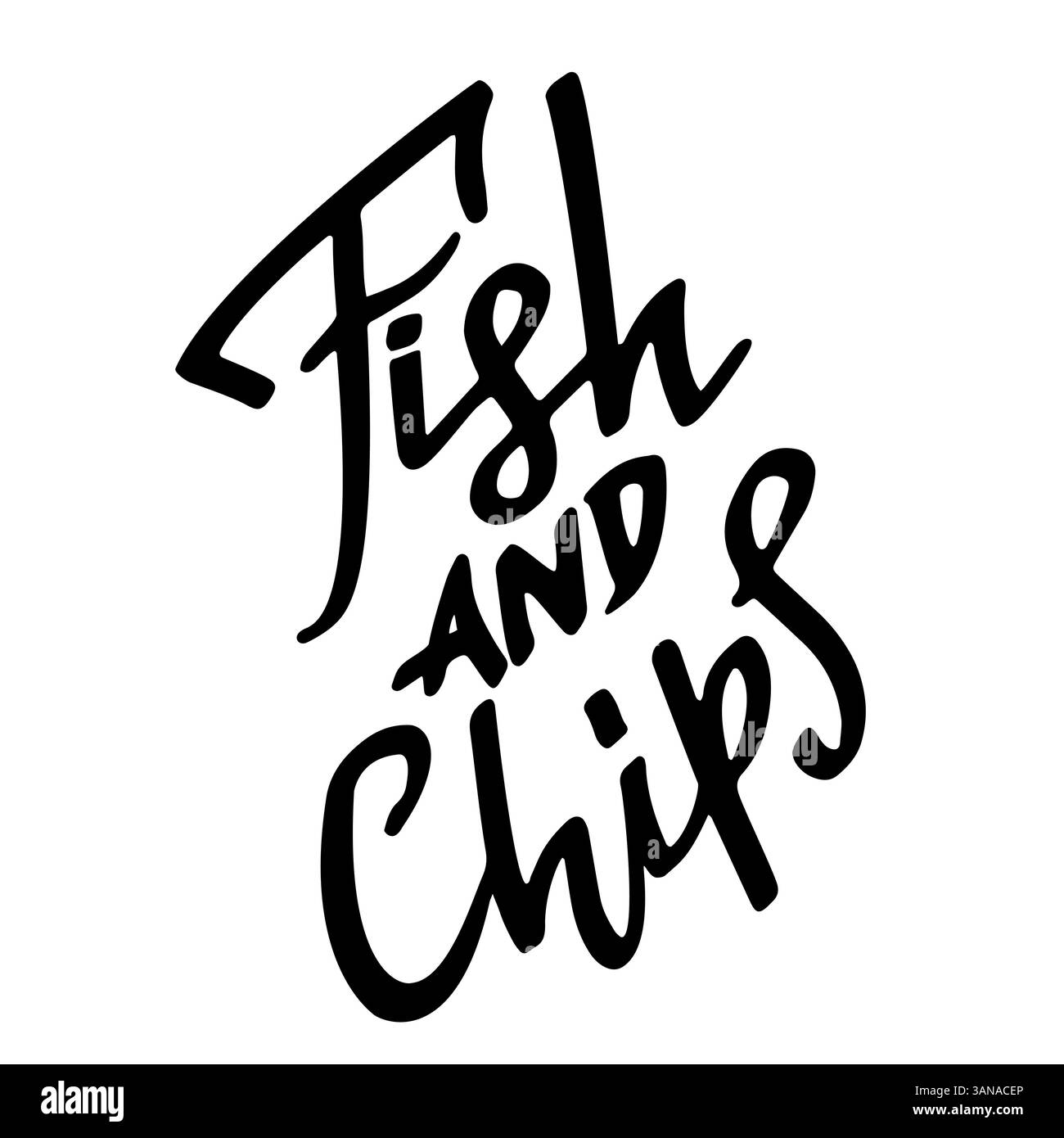 Fish and chips. Scritta moderna a secco disegnata a mano. Illustrazione vettoriale. Illustrazione Vettoriale