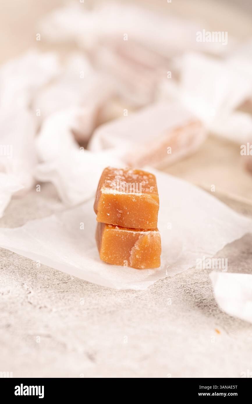 Cremoso toffee con sale, fatto a mano Foto Stock