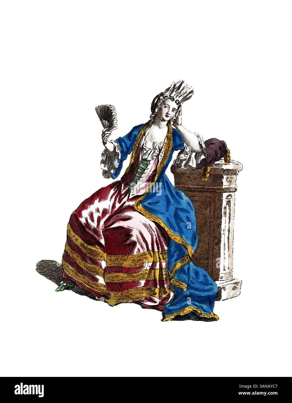 Abbigliamento storico, storia della moda, abbigliamento della duchessa di Portsmouth nel 1666, Inghilterra, riproduzione restaurata digitalmente di un originale del XVIII/XIX secolo, data esatta sconosciuta Foto Stock