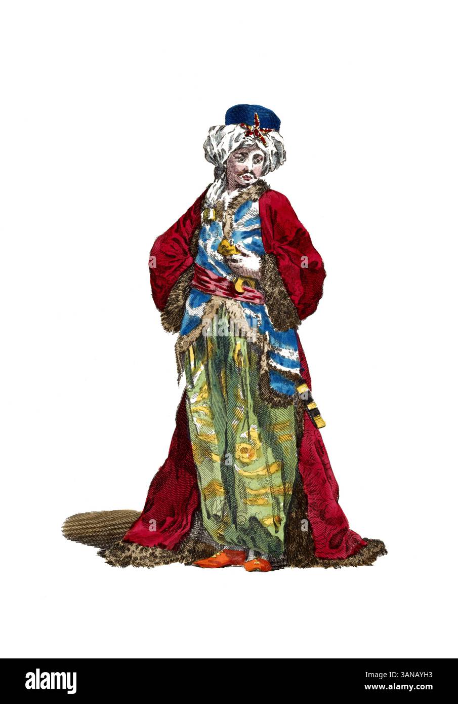 Abbigliamento storico, storia della moda, vestaglia di un visir egiziano, alto funzionario governativo nel Califfato, dal 1749, Egitto, riproduzione restaurata digitalmente di un originale del XVIII/XIX secolo, data esatta sconosciuta Foto Stock