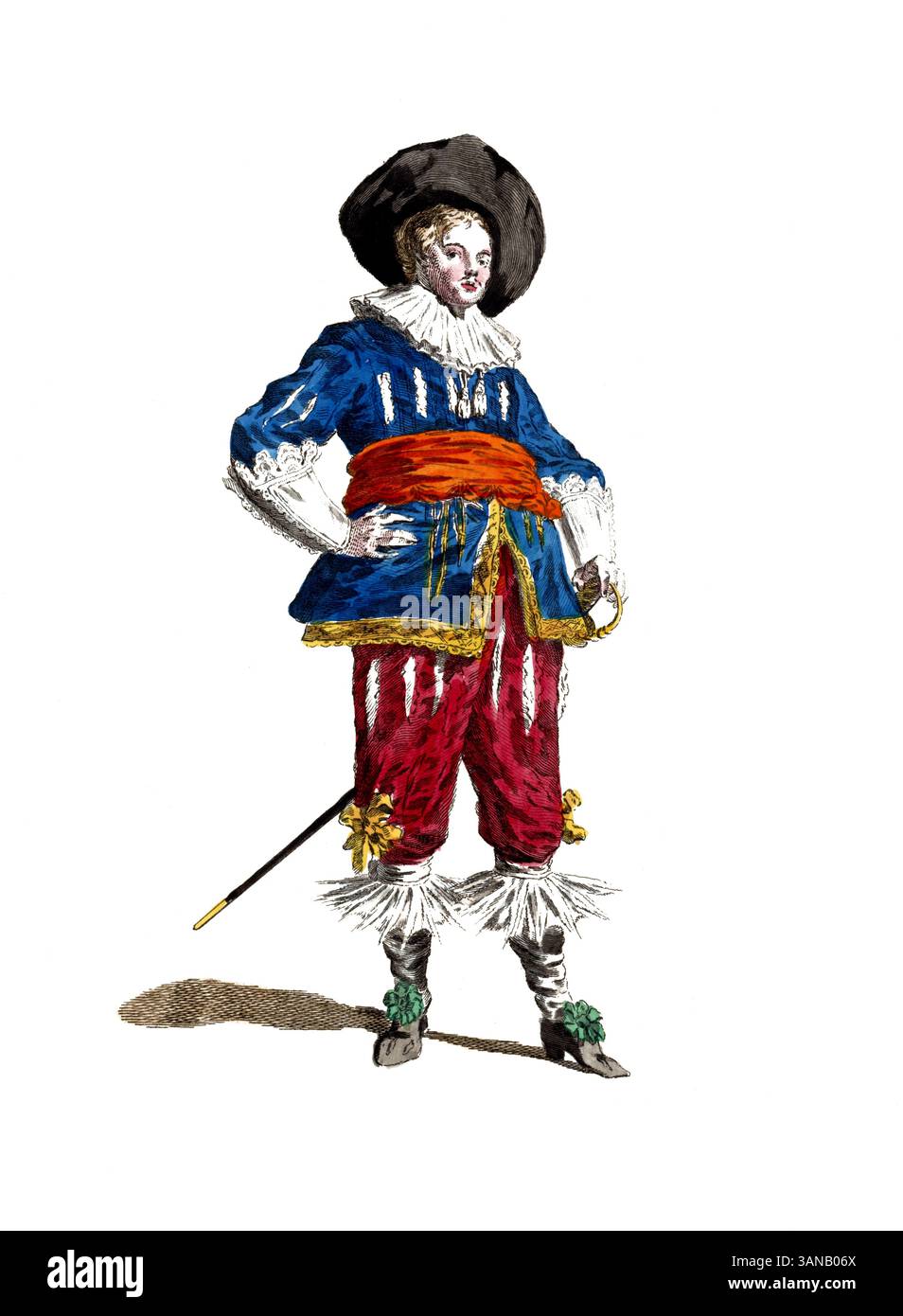 Abbigliamento storico, storia della moda, l'abbigliamento di un nobile fiammingo nel 1620, fiammingo, Belgio, riproduzione restaurata digitalmente di un originale del XVIII/XIX secolo, data esatta sconosciuta Foto Stock