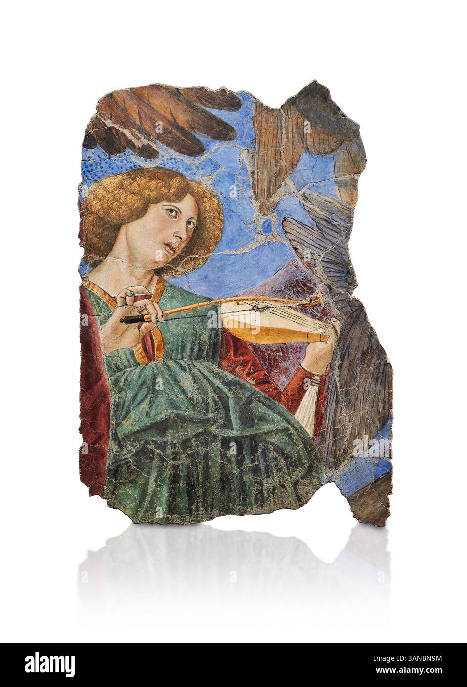 Frammento di un affresco rinascimentale sul soffitto dell'abside raffigurante un angelo donna che suona un violino rinascimentale. Tolto dalla Basilica Santi Apostoli ( anche S Foto Stock