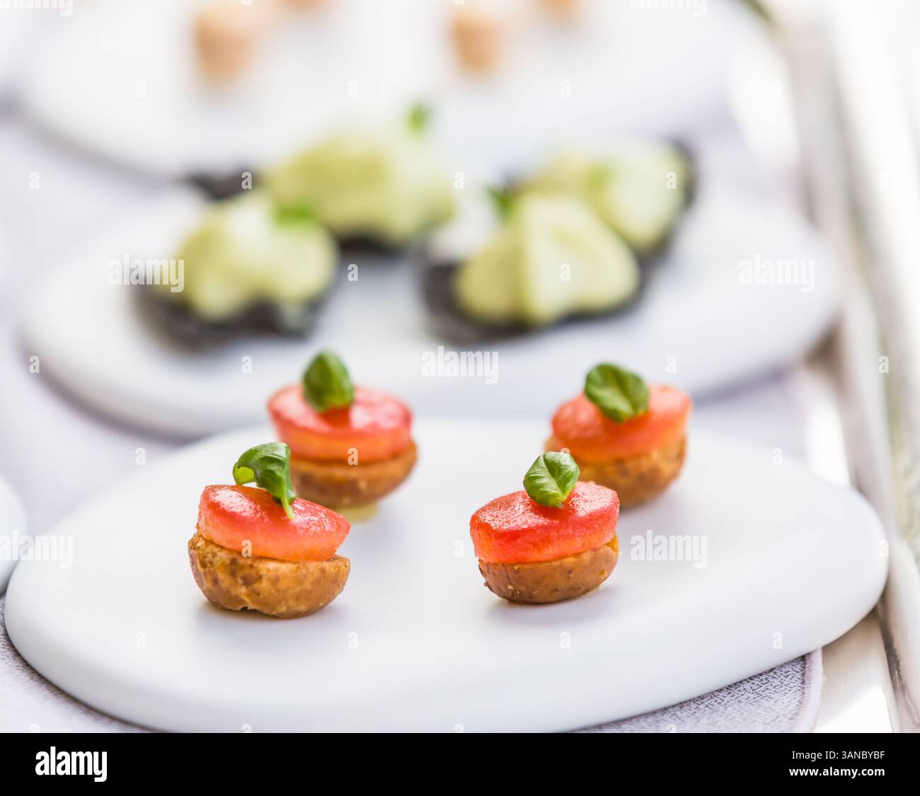 assortimento di antipasti e finger food Foto Stock