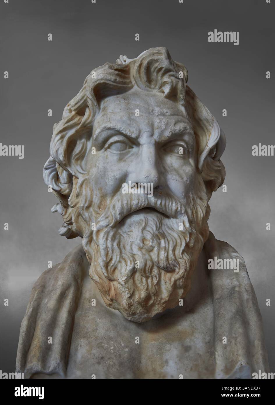 Ritratto romano di Antistene, filosofo greco cinico. Metà II secolo d.C. copia di un originale greco del III secolo a.C. di Firomaco per la città di Pergamo. Foto Stock