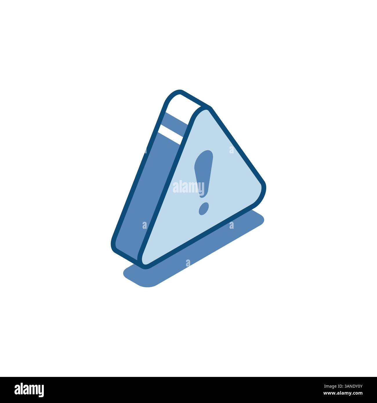triangolare vettoriale isometrico con un punto esclamativo icona lineare, a colori su sfondo bianco, un avviso o un avviso importante Illustrazione Vettoriale