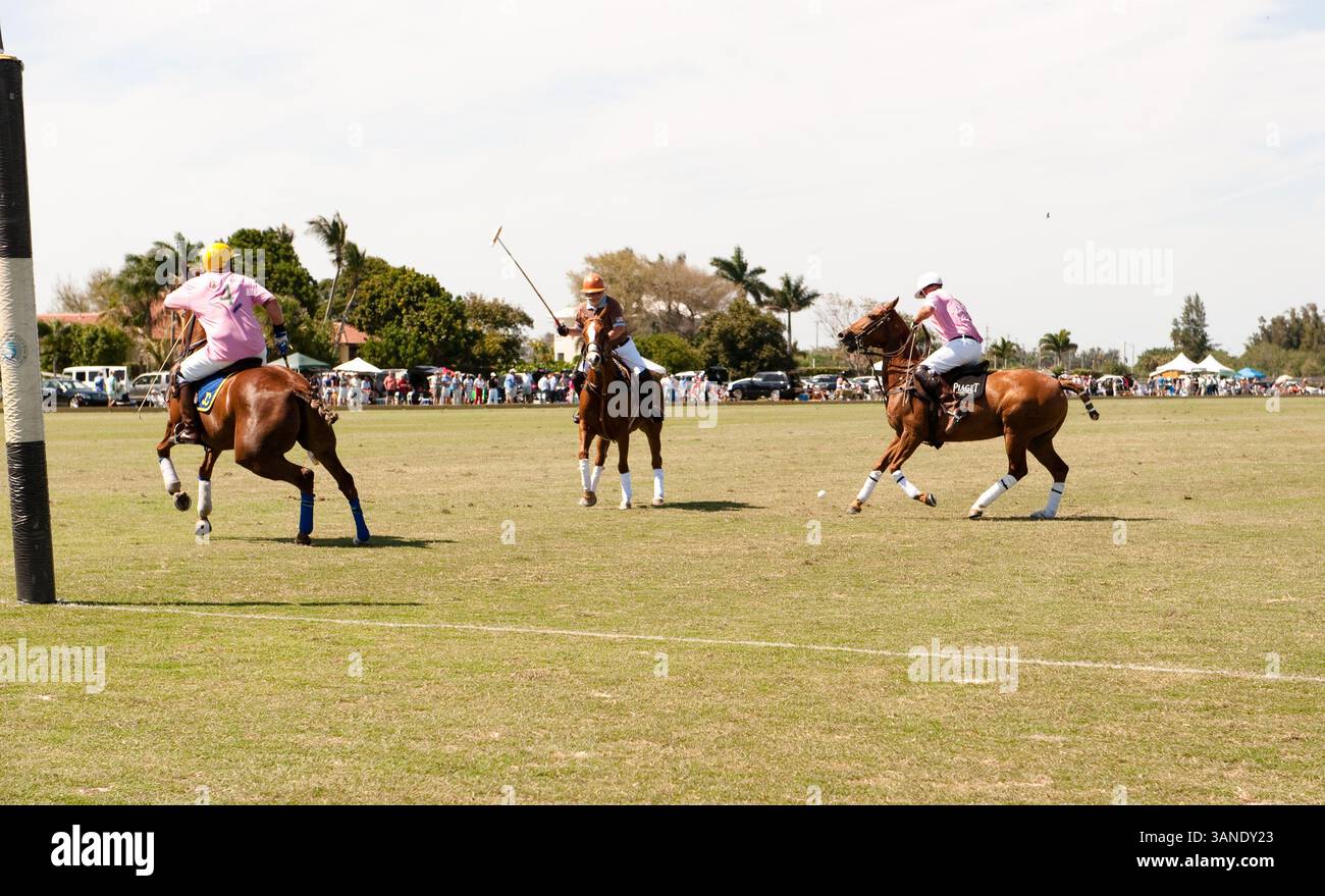 3 aprile 2010 - Wellington, Florida, Stati Uniti - lo sport tradizionale del polo affronta un nuovo campo di giocatori il 3 aprile 2010, con l'unica Gay Polo League al mondo che ospita il primo torneo annuale di polo Gay al Grand Champions Polo Club di Wellington, Florida. (Immagine di credito: © Michele Sandberg/ZUMA Press) Foto Stock