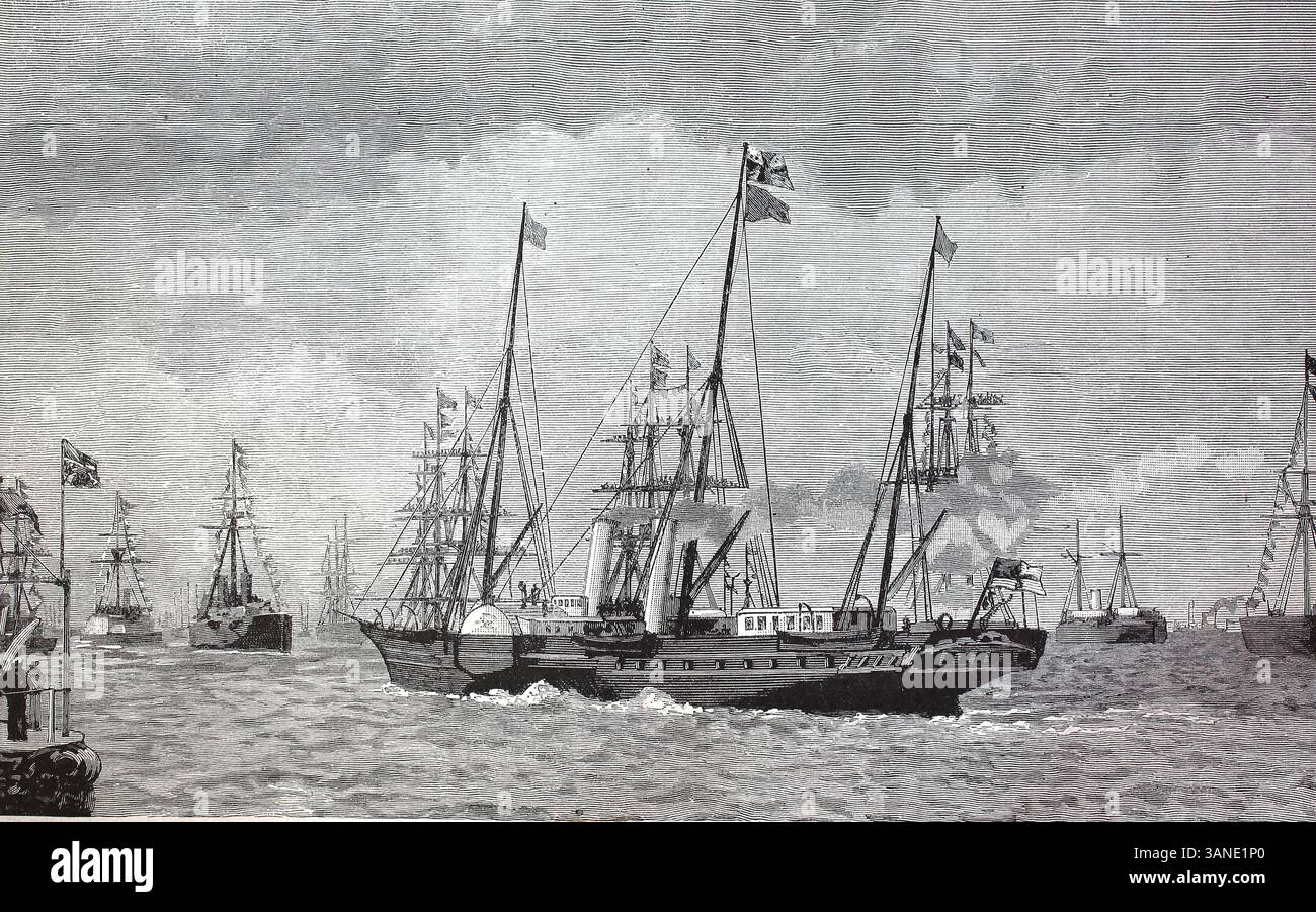 Der Besuch des deutschen Kaiser in Inghilterra, Das Schiff Hohenzollern mit Kaiser Wilhelm an Bord bei der Besichtigung englischer Kriegsschiffe, im Oktob Foto Stock