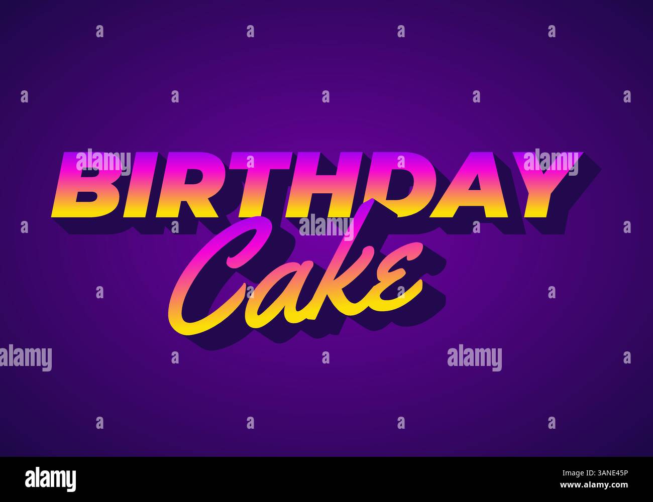 Torta di compleanno. Design effetto testo con caratteri in grassetto per social media e pubblicità Illustrazione Vettoriale