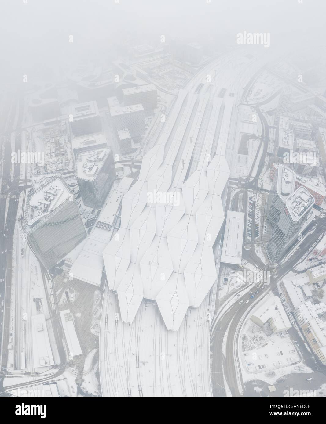 Vista aerea delle strade innevate, Vienna, Austria Foto Stock