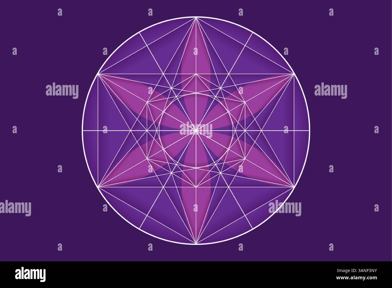 Fiore della vita, geometria sacra. fiore di loto. Icona mandala ornamento Seed of Life, simbolo esoterico o spirituale. Design line art con logo isolato Illustrazione Vettoriale