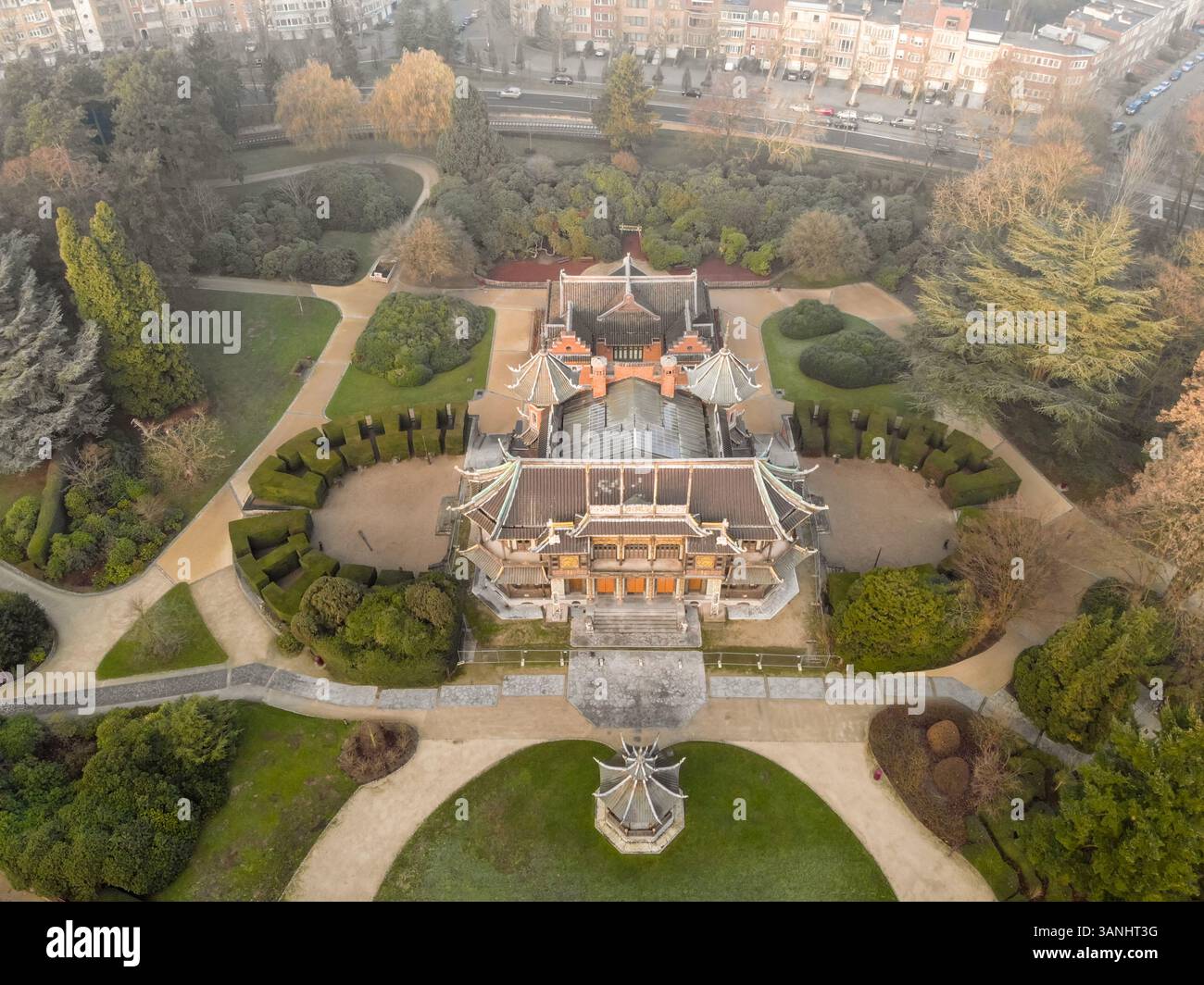 Vista aerea del padiglione cinese dall'expo 58 di Bruxelles, Belgio. Foto Stock
