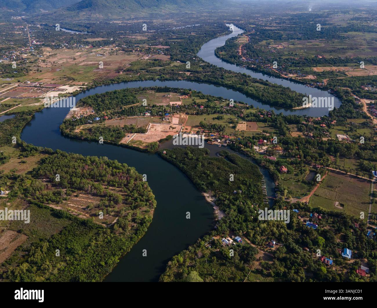 Vista aerea della campagna, della provincia di Kampot, della Cambogia. Foto Stock