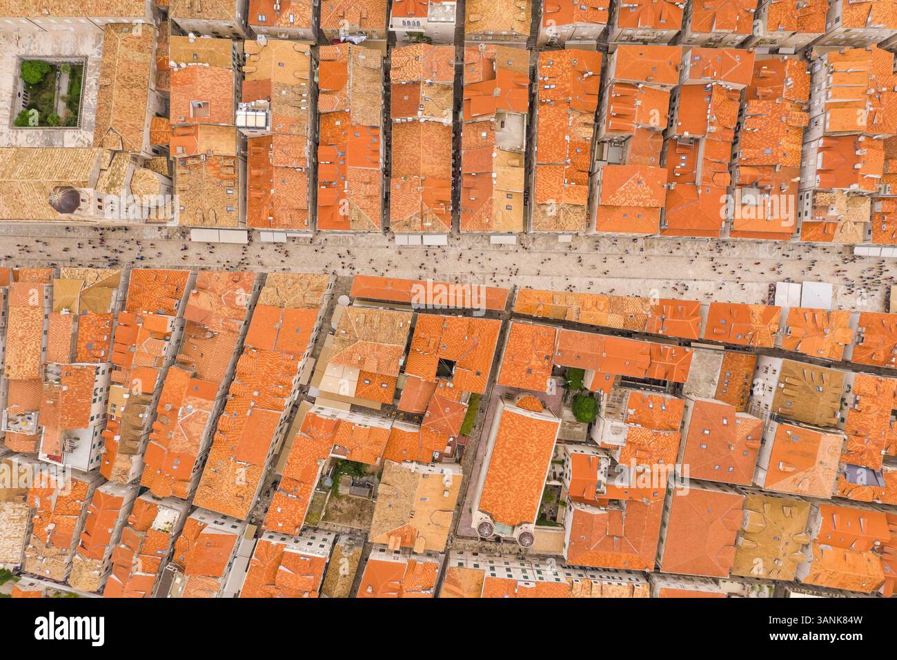 Vista aerea sul tetto della città vecchia di Dubrovnik, Croazia. Foto Stock