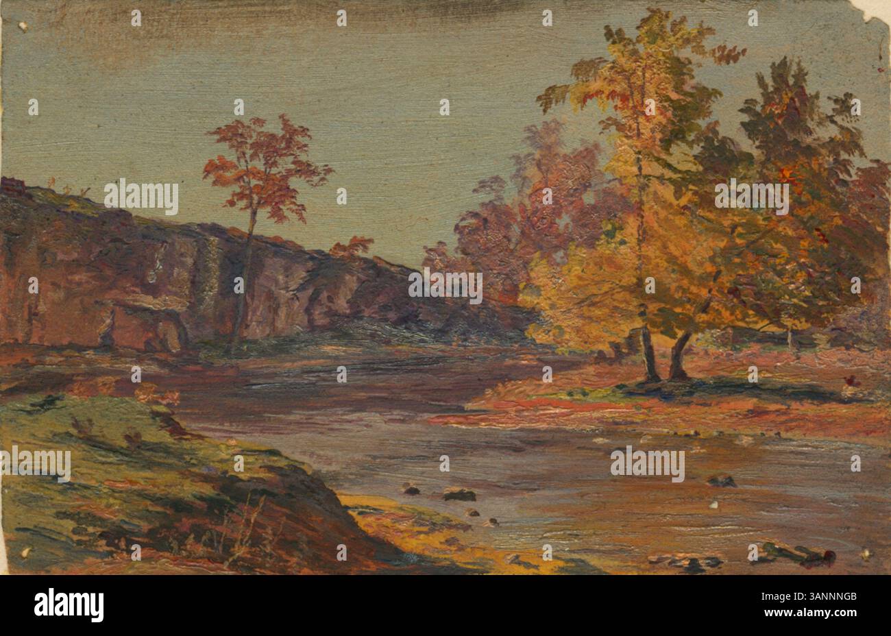 Oil Sketch, un dipinto di George Leo Frankenstein (1825-1911), creato nel 1870. L'opera presenta pennellate espressive e ricchi colori ad olio, tipici degli schizzi a olio del XIX secolo. Foto Stock