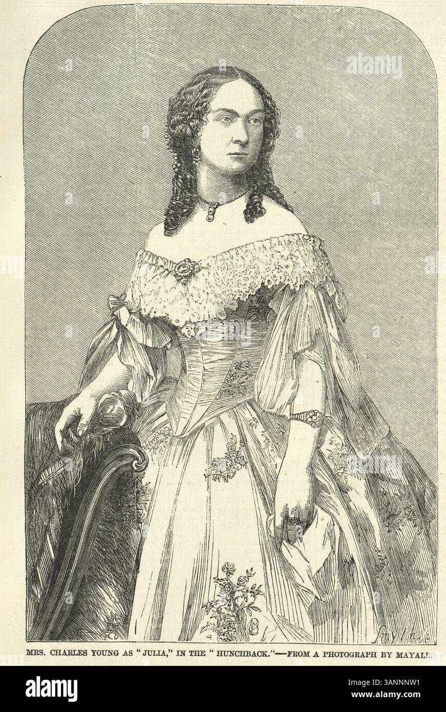 Storia del teatro vittoriano, Mrs Charles Young, attrice, interpretata da Julia nel 'gobbo', anni '1850, XIX secolo, Jane Elizabeth Vezin, un'importante attrice shakespeariana e donna del palcoscenico durante il terzo quarto del XIX secolo Foto Stock