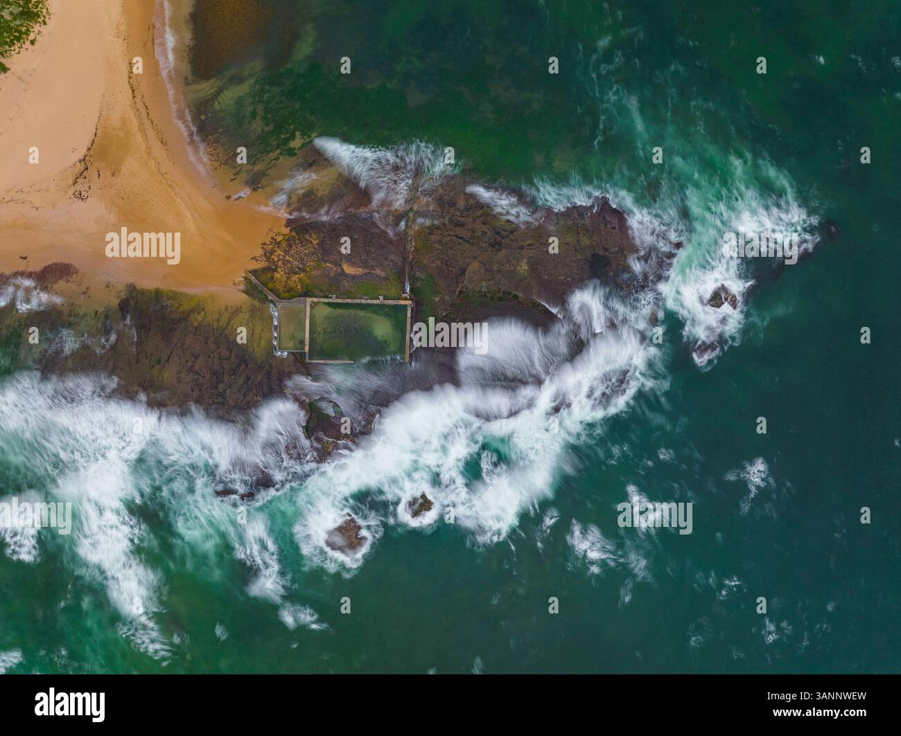 Vista aerea di Mona vale Rockpool, New South Wales, Australia. Foto Stock