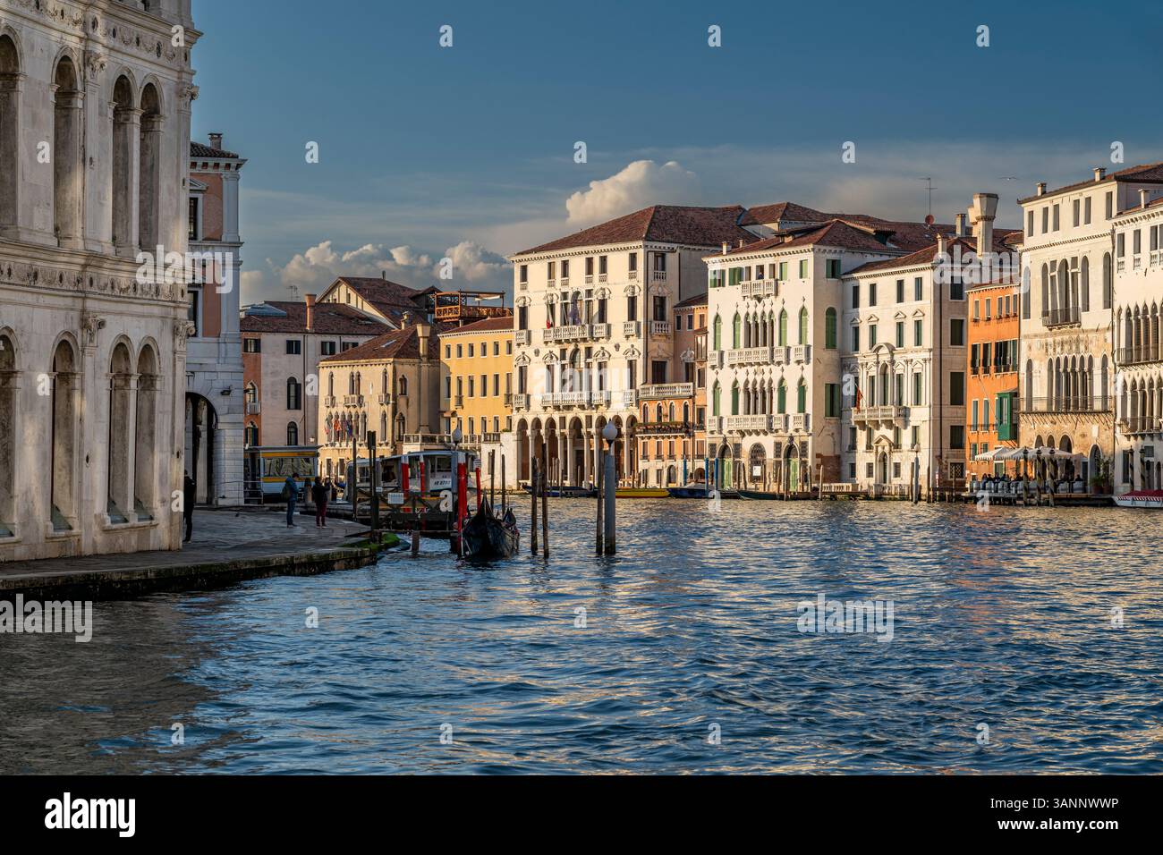 Vista panoramica del Canal grande al tramonto, Venezia, Veneto, Italia Foto Stock