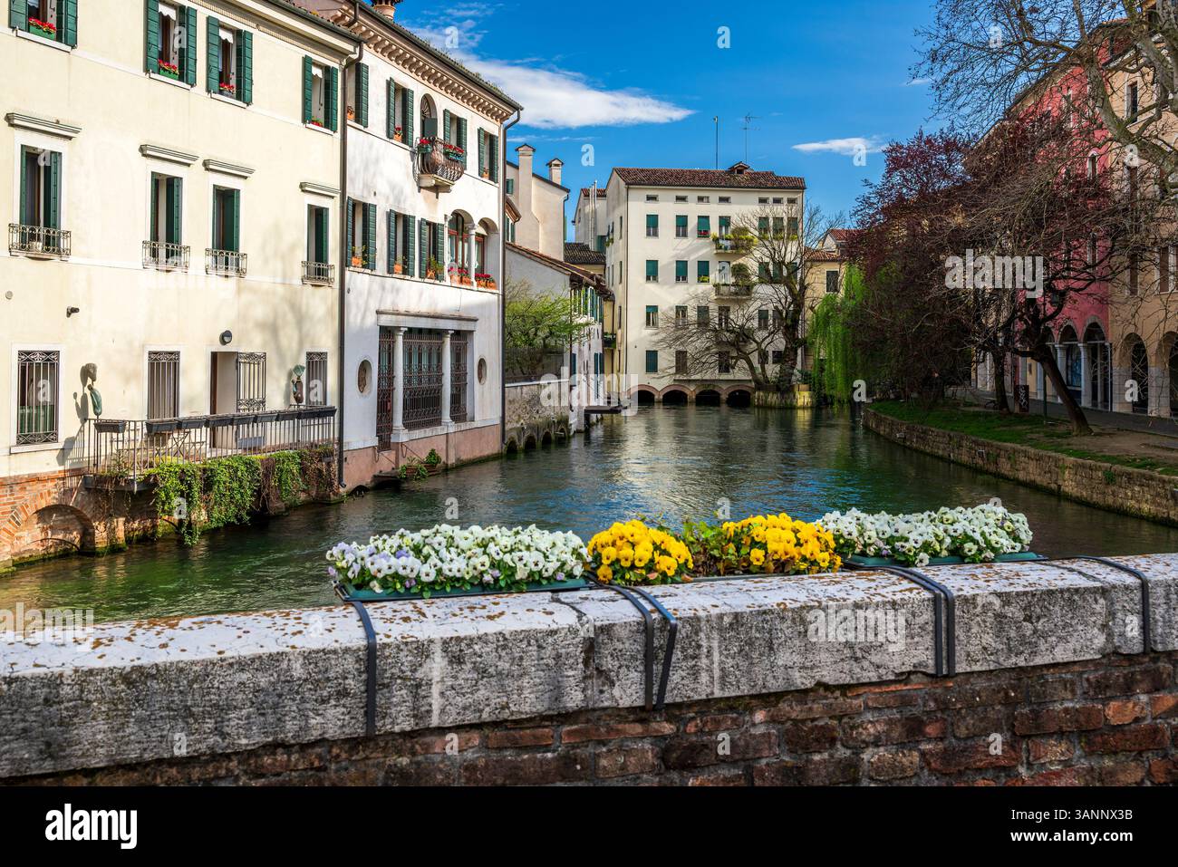 Canale d'acqua di Buranelli, Treviso, Veneto, Italia Foto Stock