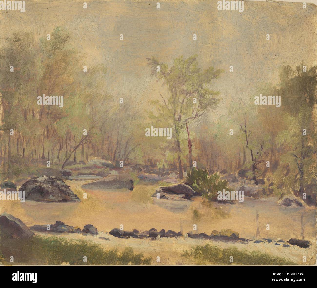 Oil Sketch, un dipinto di George Leo Frankenstein (1825-1911), creato nel 1870. L'opera d'arte è uno schizzo a olio che mostra una scenografica pennellata e vivaci colori a olio. Foto Stock