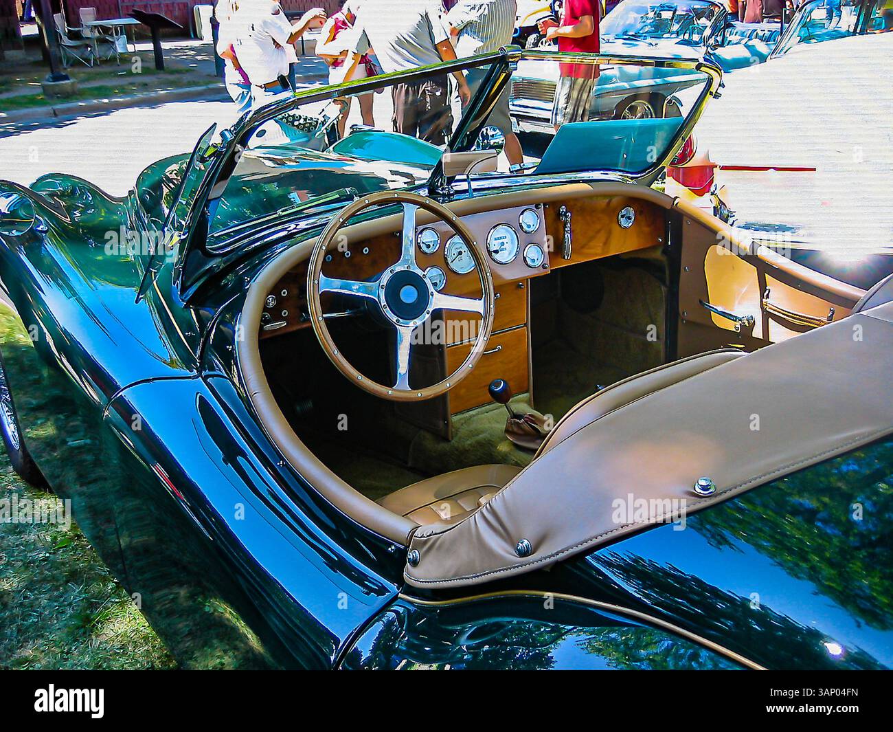 Vista ravvicinata degli interni di un'auto sportiva britannica Foto Stock