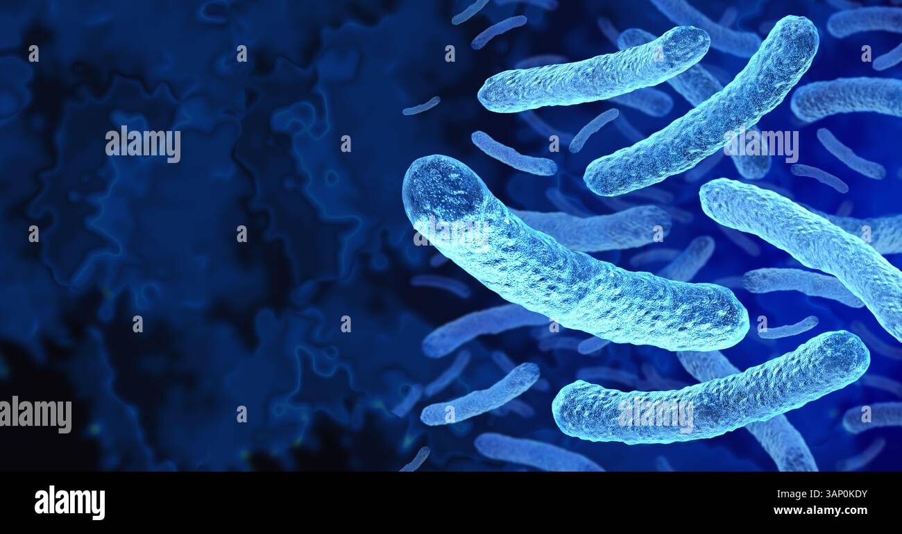 Legionella pneumophila batteri focolaio e malattia respiratoria come malattia dei legionari una forma seria di polmonite come una patologia microbiologia ed e Foto Stock