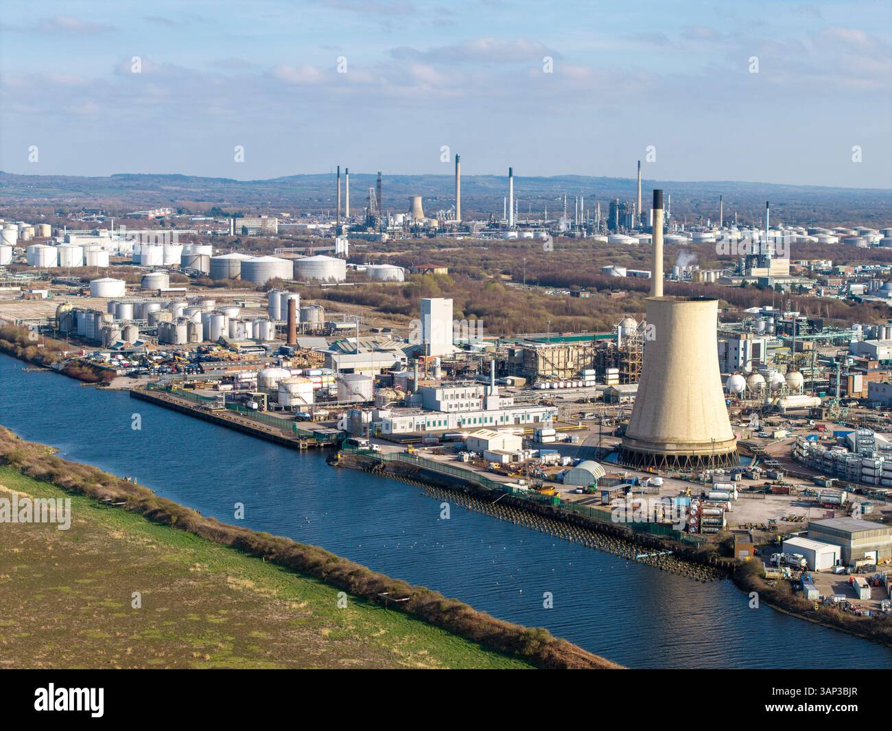 Raffineria di Stanlow a Ellesmere Port, Cheshire, Inghilterra Foto Stock