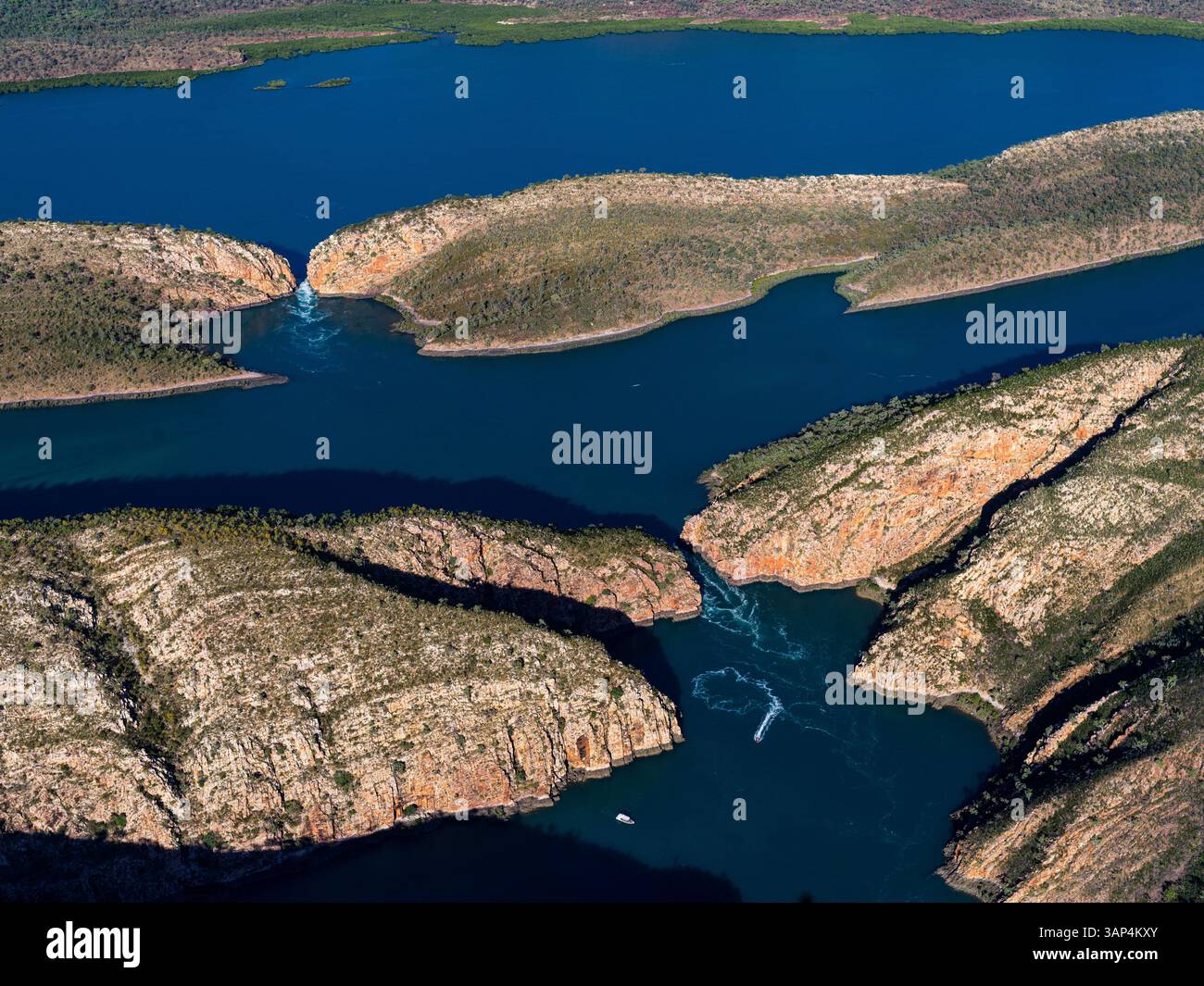 Vista aerea delle cascate Horizontal e Kimberley, Australia Occidentale, Australia. Foto Stock