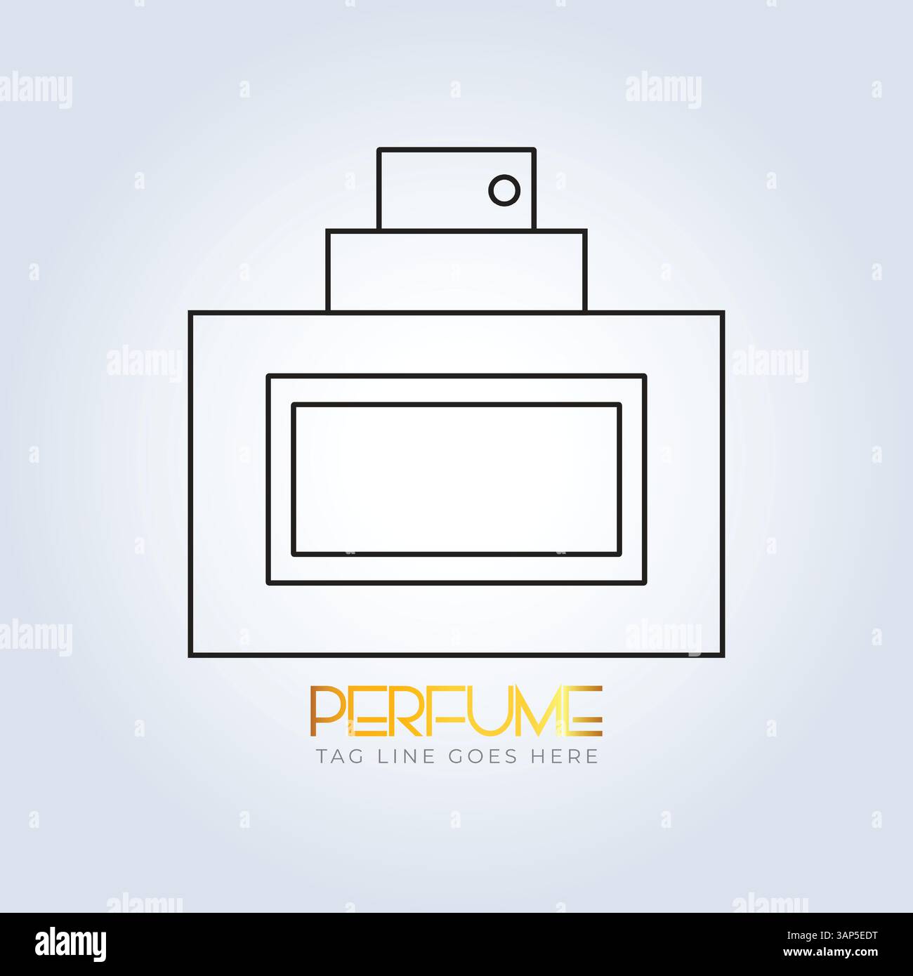 Logo profumo, negozio di profumi, profumo di lusso, logo linea, bottiglia, profumo elegante, logo attar, logo creativo, sfondo argento Illustrazione Vettoriale