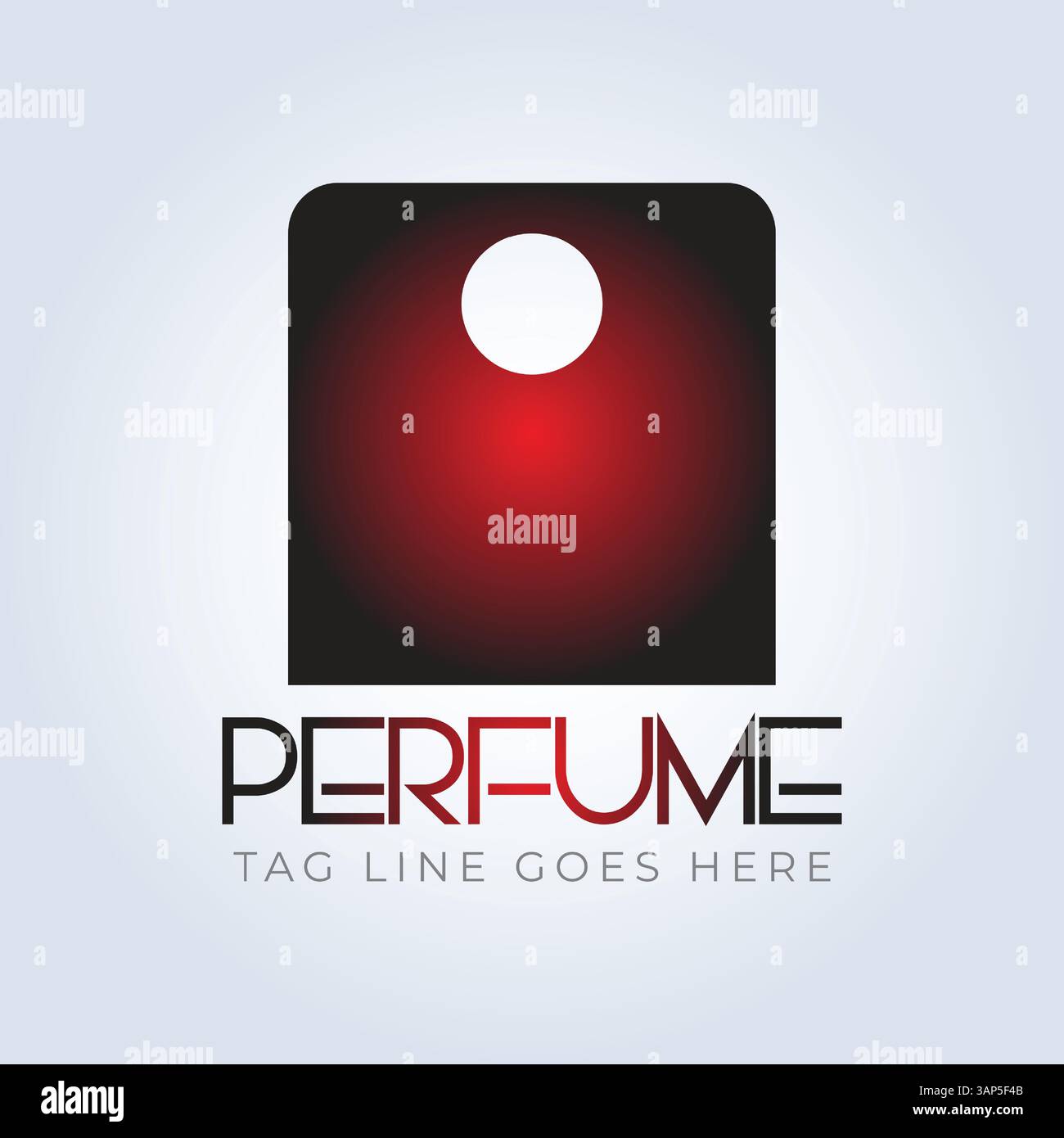 Logo del profumo, negozio di profumi, profumo di lusso, colore rossastro, bottiglia, profumo elegante, logo attar, logo creativo, sfondo argento Illustrazione Vettoriale