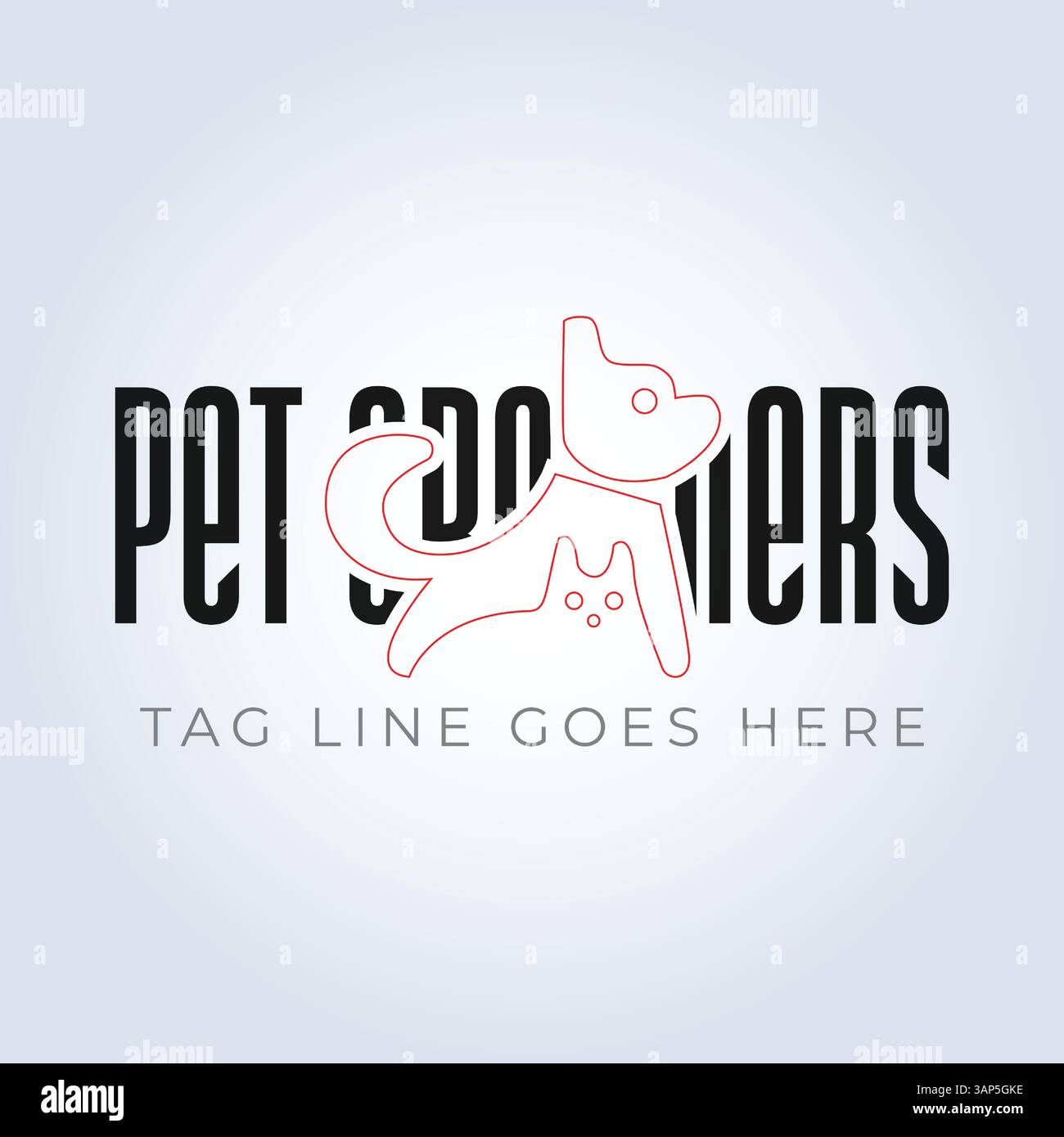 Modello del logo PET Groomers Company, negozio di animali domestici o caffetteria per gatti, parrucchiere per animali, sfondo astratto Illustrazione Vettoriale