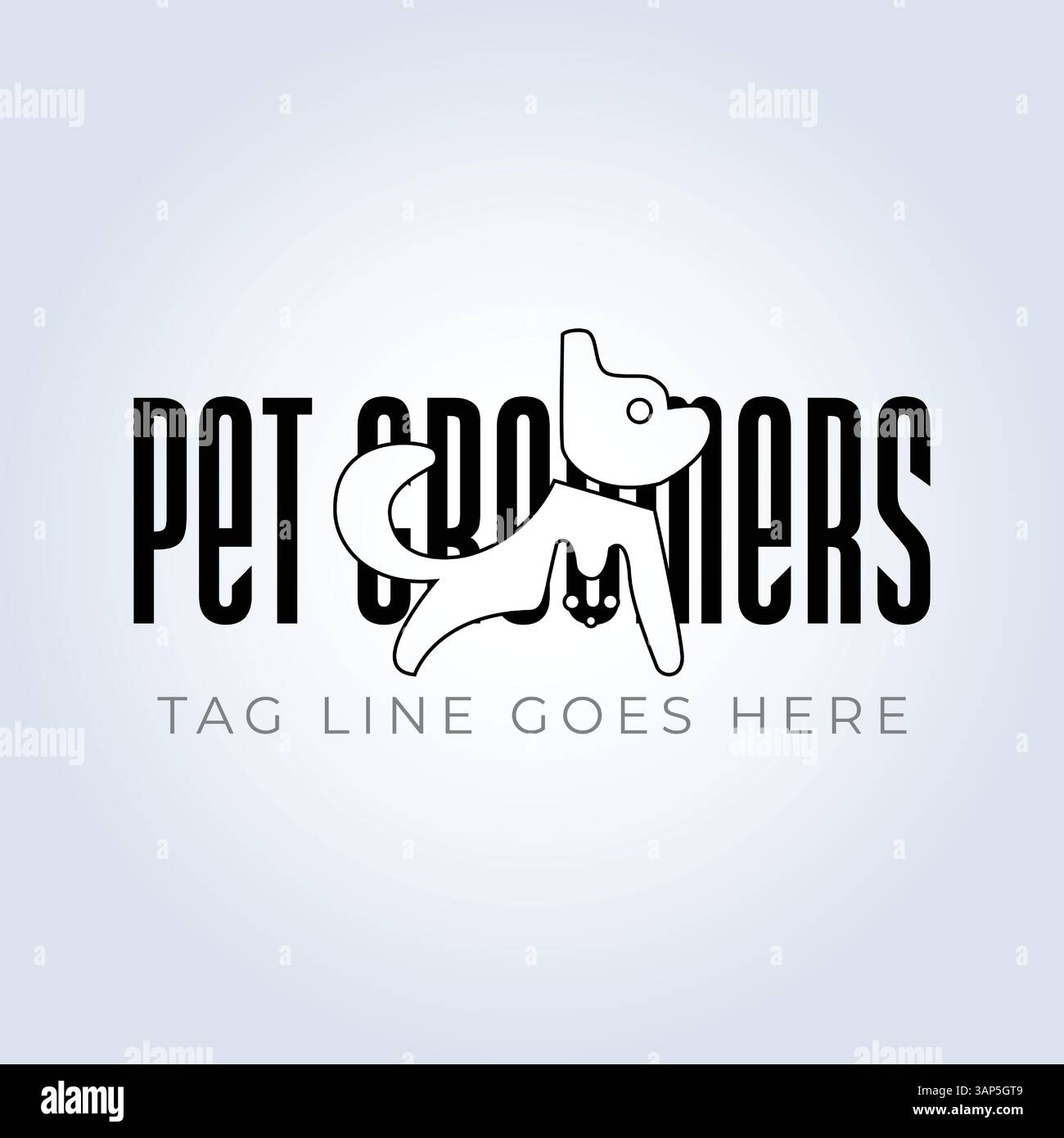 Modello del logo PET Groomers Company, negozio di animali domestici o caffetteria per gatti, parrucchiere per animali, sfondo astratto Illustrazione Vettoriale