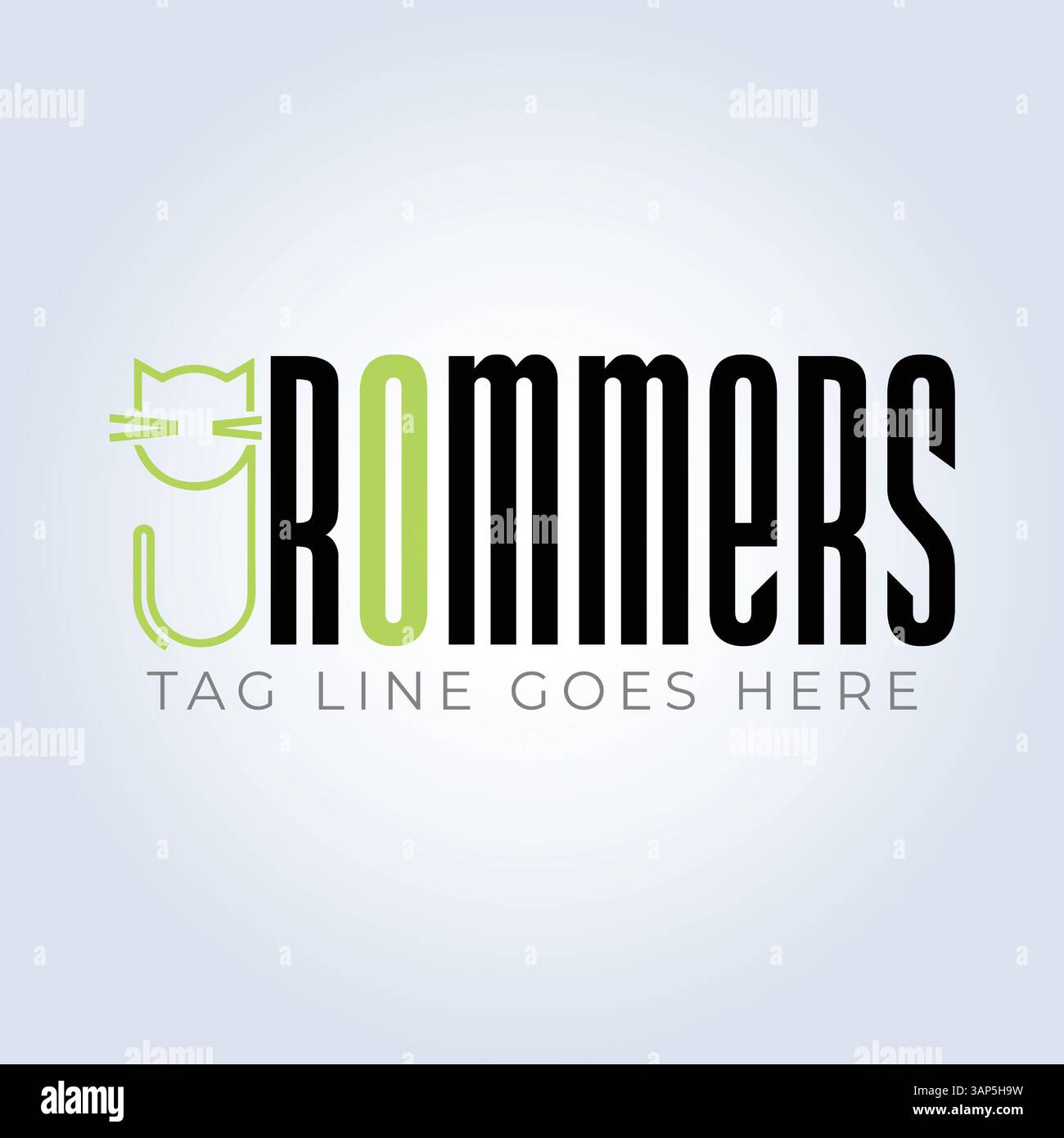 Modello logo PET Groomers Company, tema unico, riparo per animali, sfondo astratto Illustrazione Vettoriale