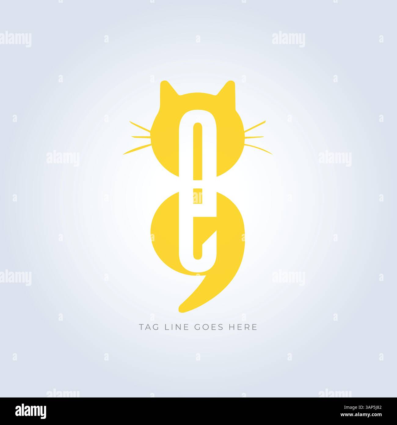 Modello del logo PET Groomers Company, negozio di animali domestici o caffetteria per gatti, parrucchiere per animali, sfondo astratto Illustrazione Vettoriale