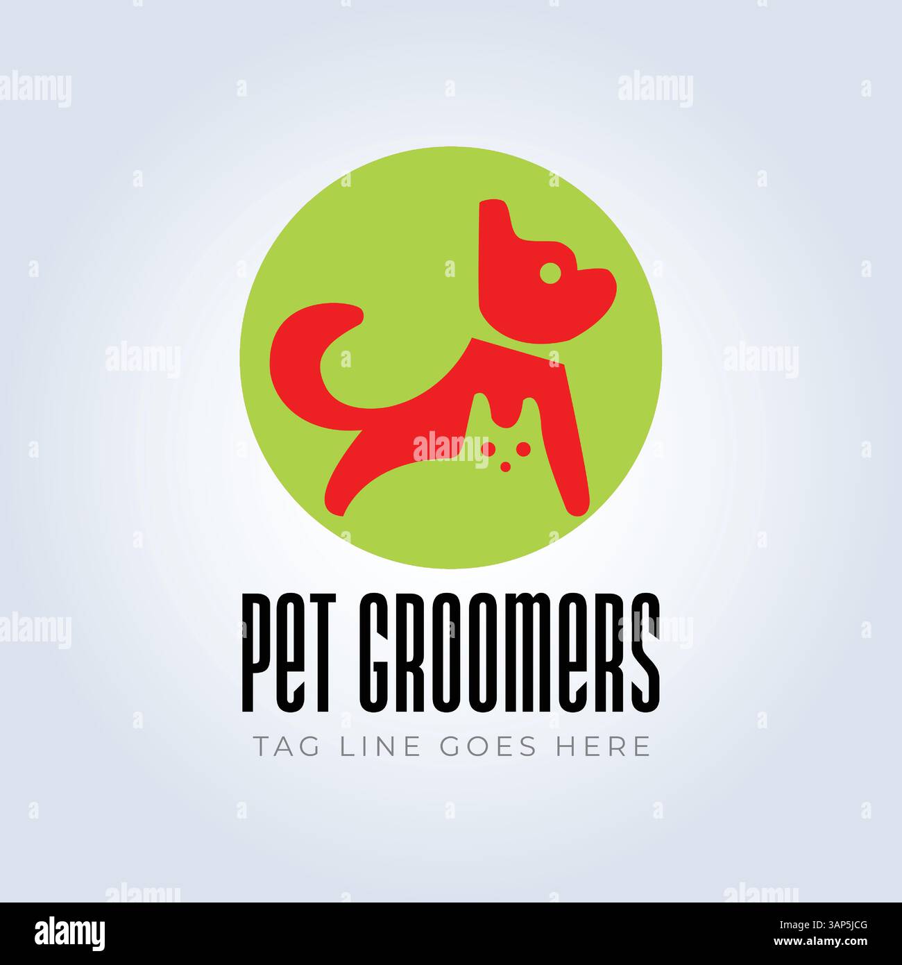 Modello del logo PET Groomers Company, negozio di animali domestici o caffetteria per gatti, parrucchiere per animali, sfondo astratto Illustrazione Vettoriale