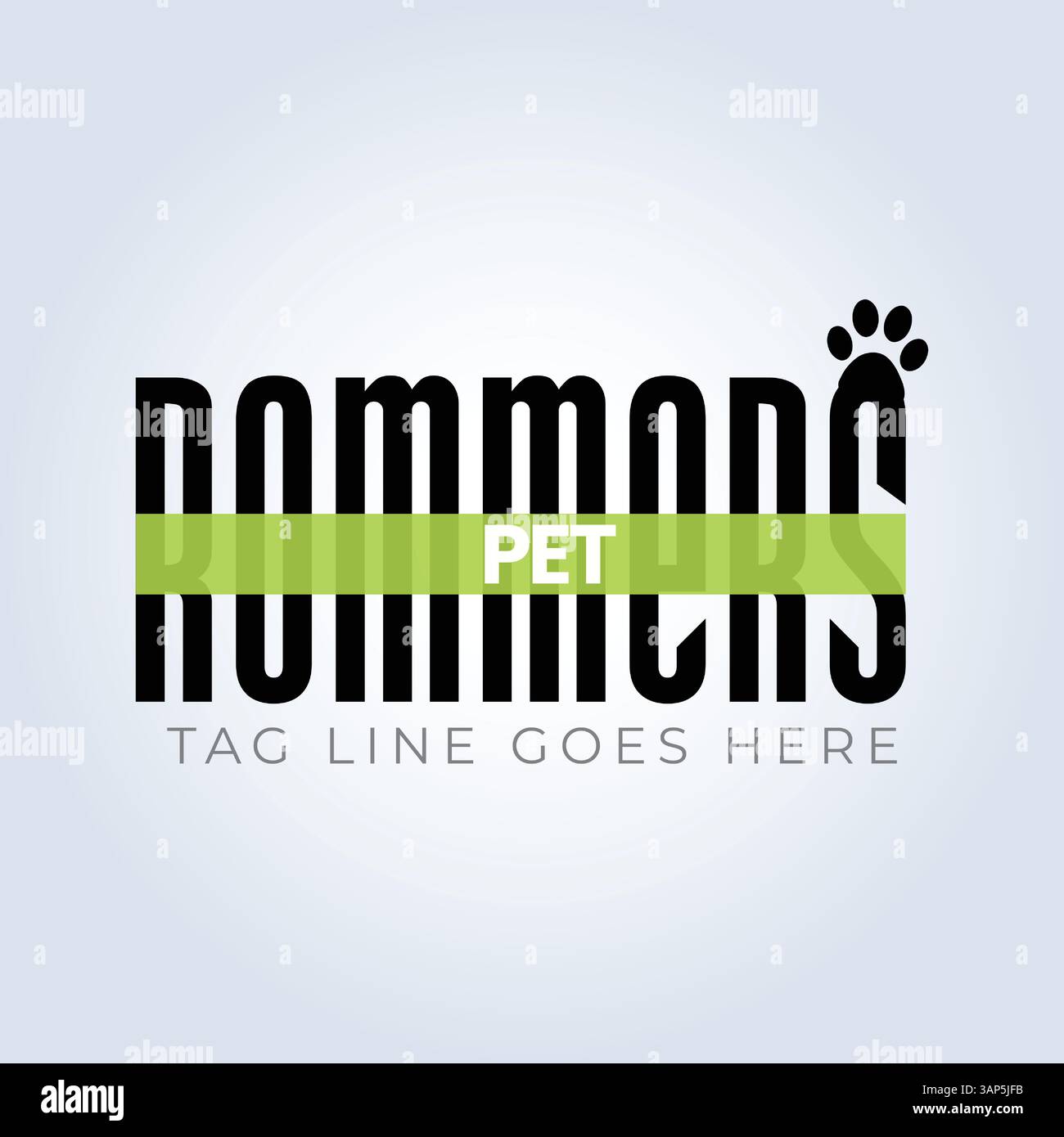 Modello logo PET Groomers Company, tema unico, riparo per animali, sfondo astratto Illustrazione Vettoriale