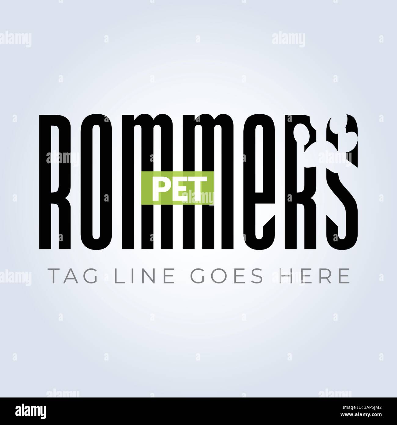 Modello logo PET Groomers Company, tema unico, riparo per animali, sfondo astratto Illustrazione Vettoriale