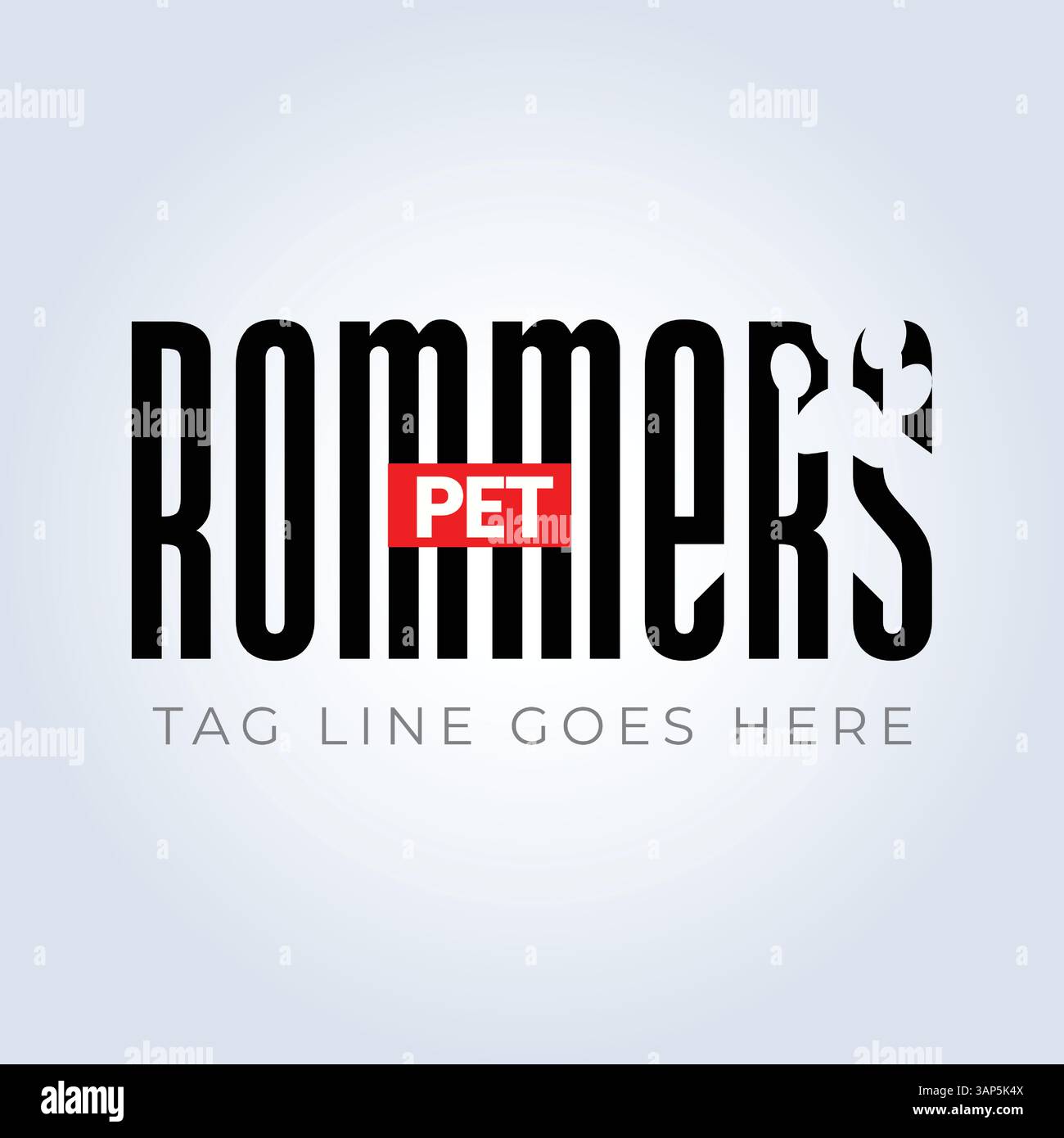 Modello logo PET Groomers Company, tema unico, riparo per animali, sfondo astratto Illustrazione Vettoriale
